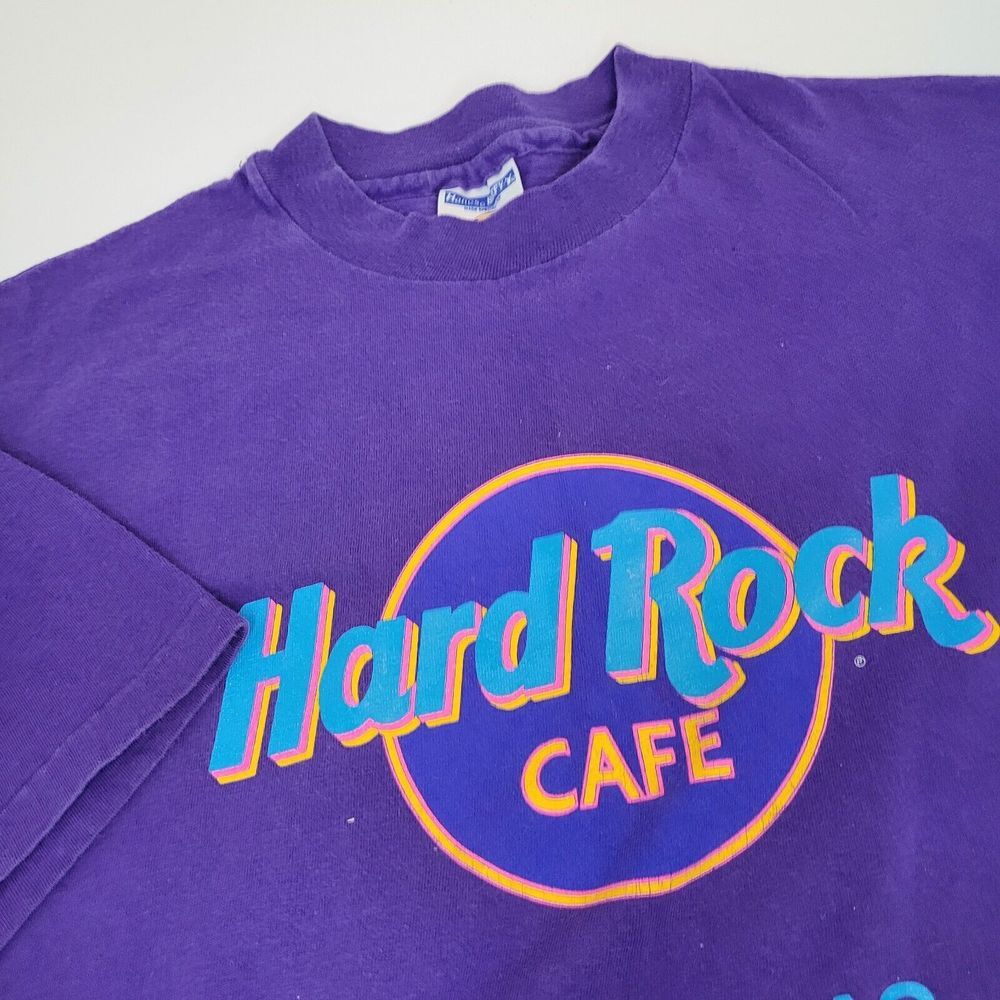 Hard Rock Cafe T-Shirt Mens XL‎ Purple Excellent Vintage Las Vegas Hanes Beefy-T